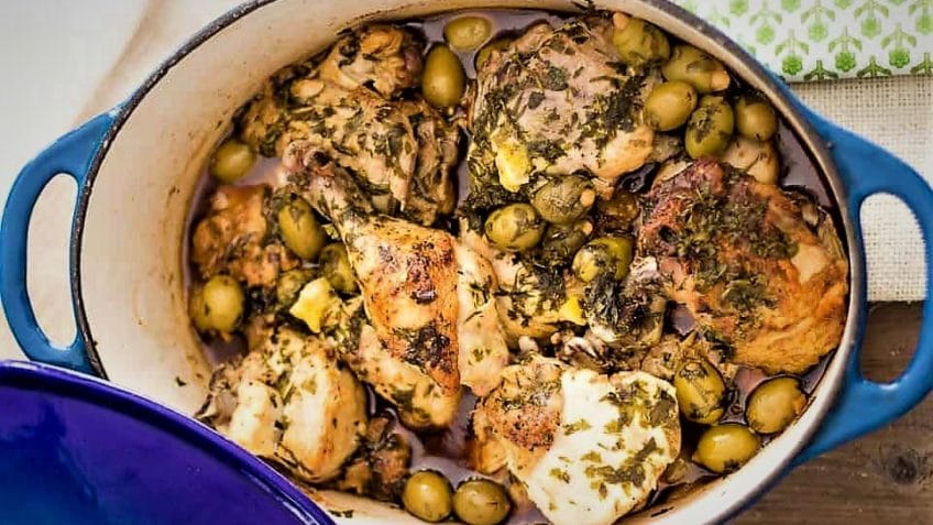 Chicken and Olives (Lebanese food) Saffron Recipe,Chicken and Olive, Chicken, Iranian Cooking, Easy Cooking, Baking Teaching of Various Foods, Baking Teaching of Iranian Cuisine, Baking Teaching of Different Farsi Dishes