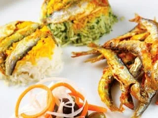 Recipe for pilaf vegetables with roasted kilka fish with saffron, fish, vegetable pilaf with fish, seasoning fish, kilka fish, eliminating the smell of fish, how to prepare pilaf vegetables with kilka