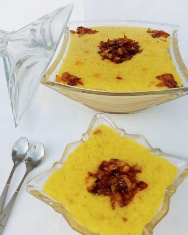 Recipe for cooking salted saffron rice milk dessert, rice milk, saffron rice milk, cooking with Iranian saffron, Iranian saffron,