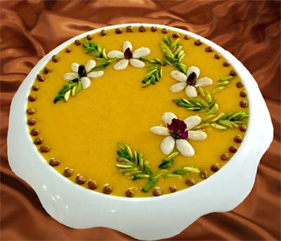 recipe for cooking delicious mango halva with Iranian saffron, Mango halva with Iranian saffron, Mango halva, Mango halva with saffron, Local food, Mango halva preparation method with Iranian saffron, Tips for Iranian mango halva with saffron, How to prepare different types of halva, Cooking training with saffron
