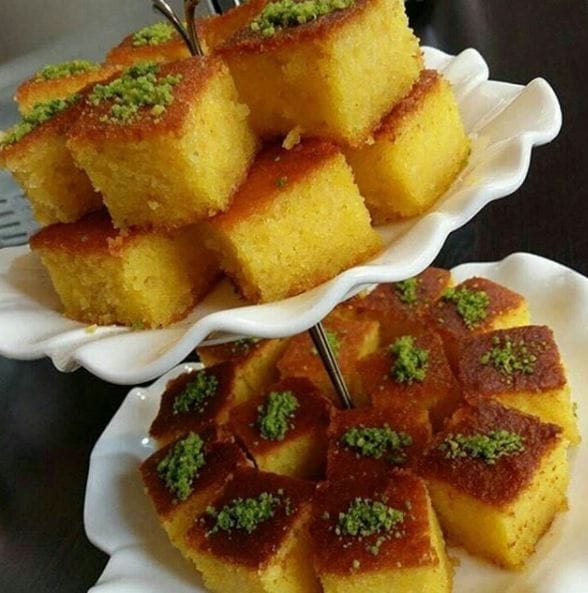 recipe for baking syrup cake with Iranian saffron, Syrup cake with Iranian saffron, Syrup cake, Syrup cake with saffron, Local food, How to prepare syrup cake with Iranian saffron, Tips for baking syrup cake with Iranian saffron, How to prepare different types of cakes, Cooking training with saffron