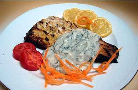 recipe for cooking fish steak with dill and Iranian saffron,Fish steak with dill sauce and Iranian saffron, Fish steak with dill sauce, Local food, How to prepare fish steak with dill sauce and Iranian saffron, Tips for cooking fish steak with dill sauce and Iranian saffron, How to prepare different types of steak, Cooking training with Saffron
