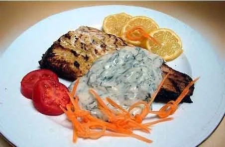 recipe for cooking fish steak with dill and Iranian saffron,Fish steak with dill sauce and Iranian saffron, Fish steak with dill sauce, Local food, How to prepare fish steak with dill sauce and Iranian saffron, Tips for cooking fish steak with dill sauce and Iranian saffron, How to prepare different types of steak, Cooking training with Saffron