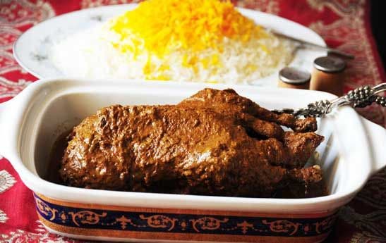 recipe for cooking Fosanjan with duck and saffron, Fosanjan with Persian duck and saffron, Fosanjan with duck, Fosanjan with duck and saffron, Local food with Iranian saffron, How to prepare Fosanjan with Iranian duck and saffron, Tips for cooking Fosanjan with Iranian duck and saffron, How to prepare Fasanjan soup, Saffron