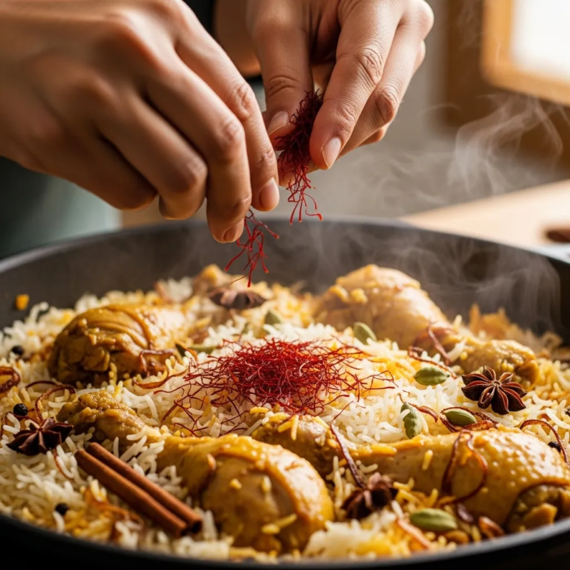 Saffron flavor in biryani
