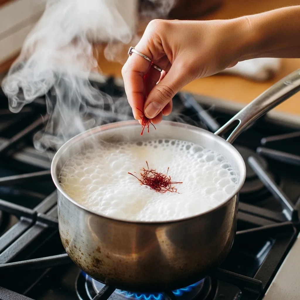 Saffron in hot milk