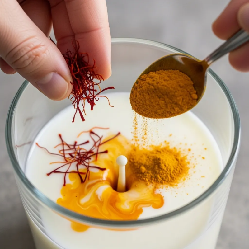 Mixing turmeric and saffron