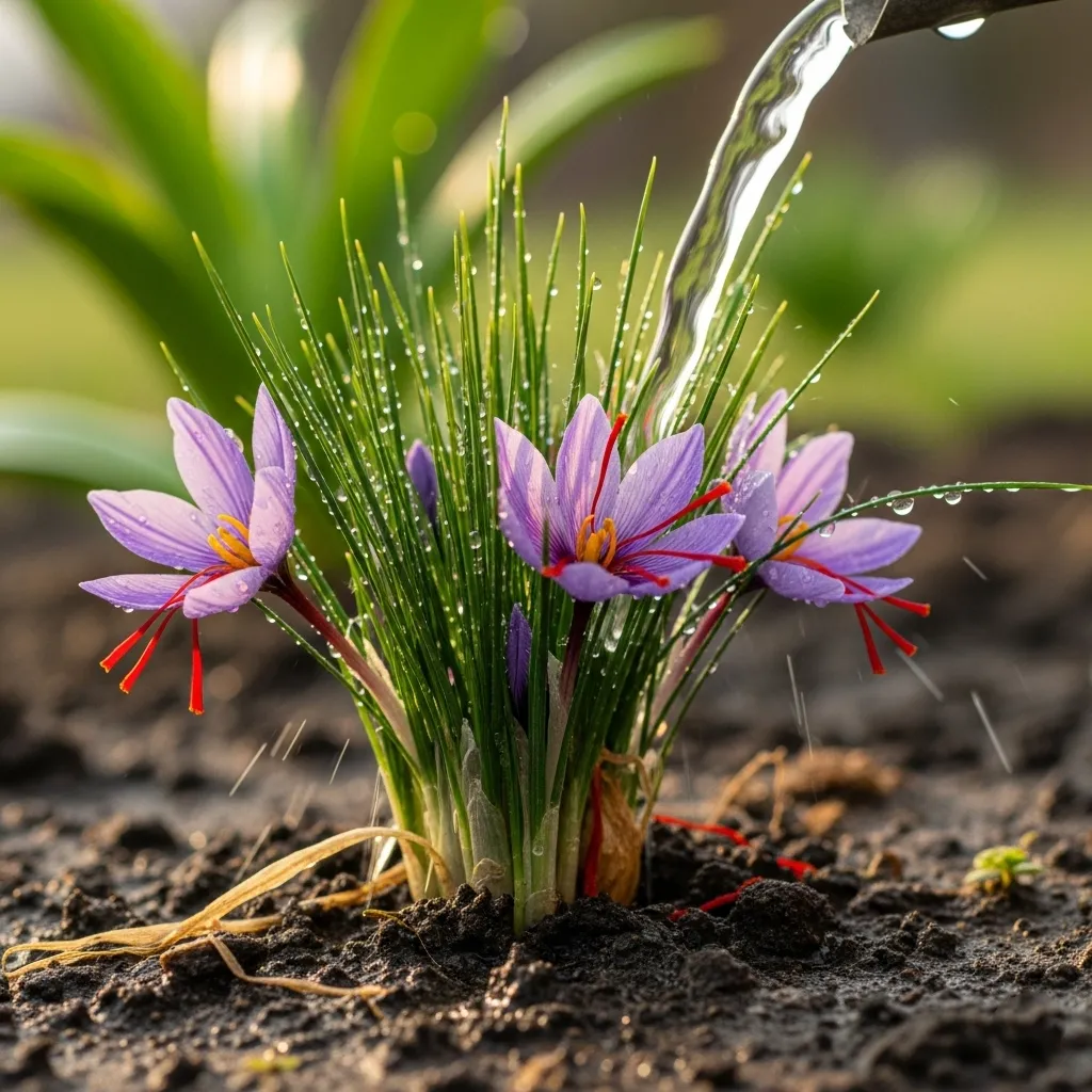 When to water saffron?