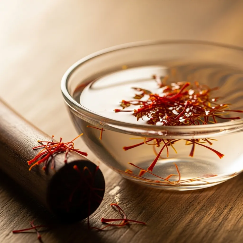 soaking saffron for cooking