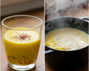 cooking saffron in milk