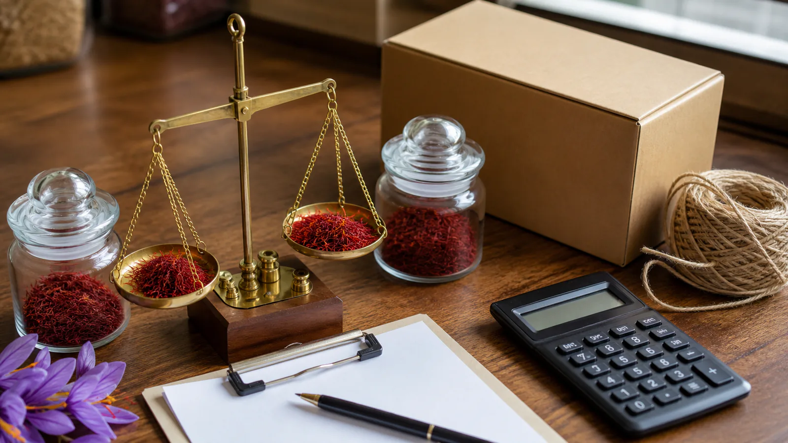 Iranian saffron prices represented by weighing threads for export