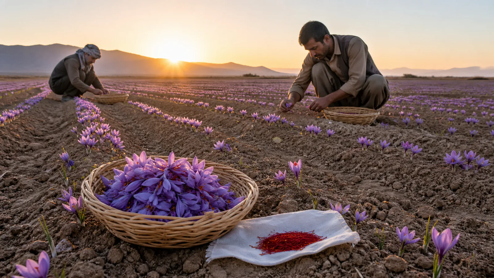 Saffron production in Khorasan Razavi during flower harvesting