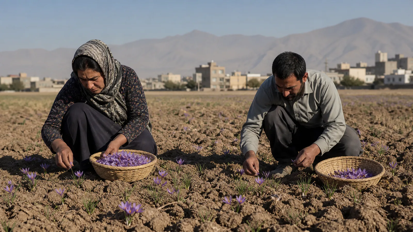 Robat Karim saffron harvest in a 100-hectare farming area