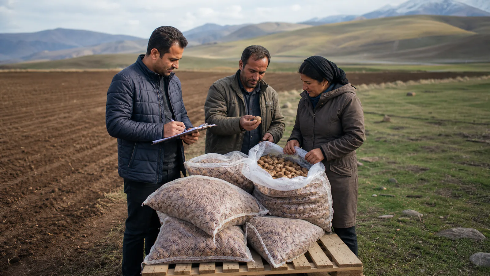 Ardabil growers receiving inspected saffron corms for field planting