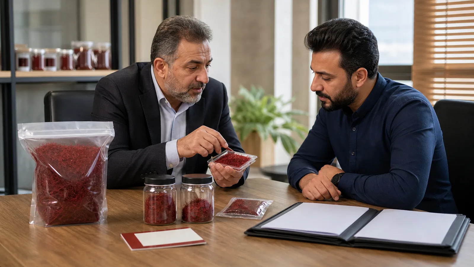 Iranian saffron export samples being reviewed for an Iraq order