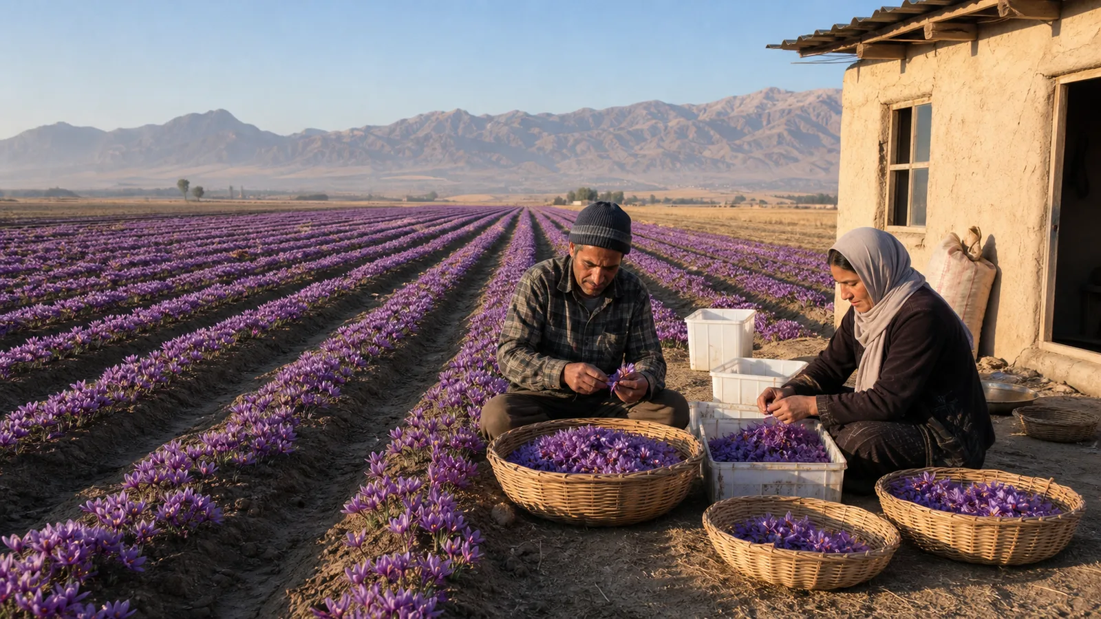 Khorasan Razavi saffron field and harvest preparation