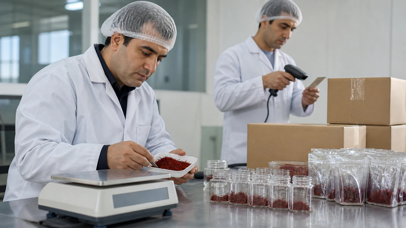 Saffron quality inspection and export preparation