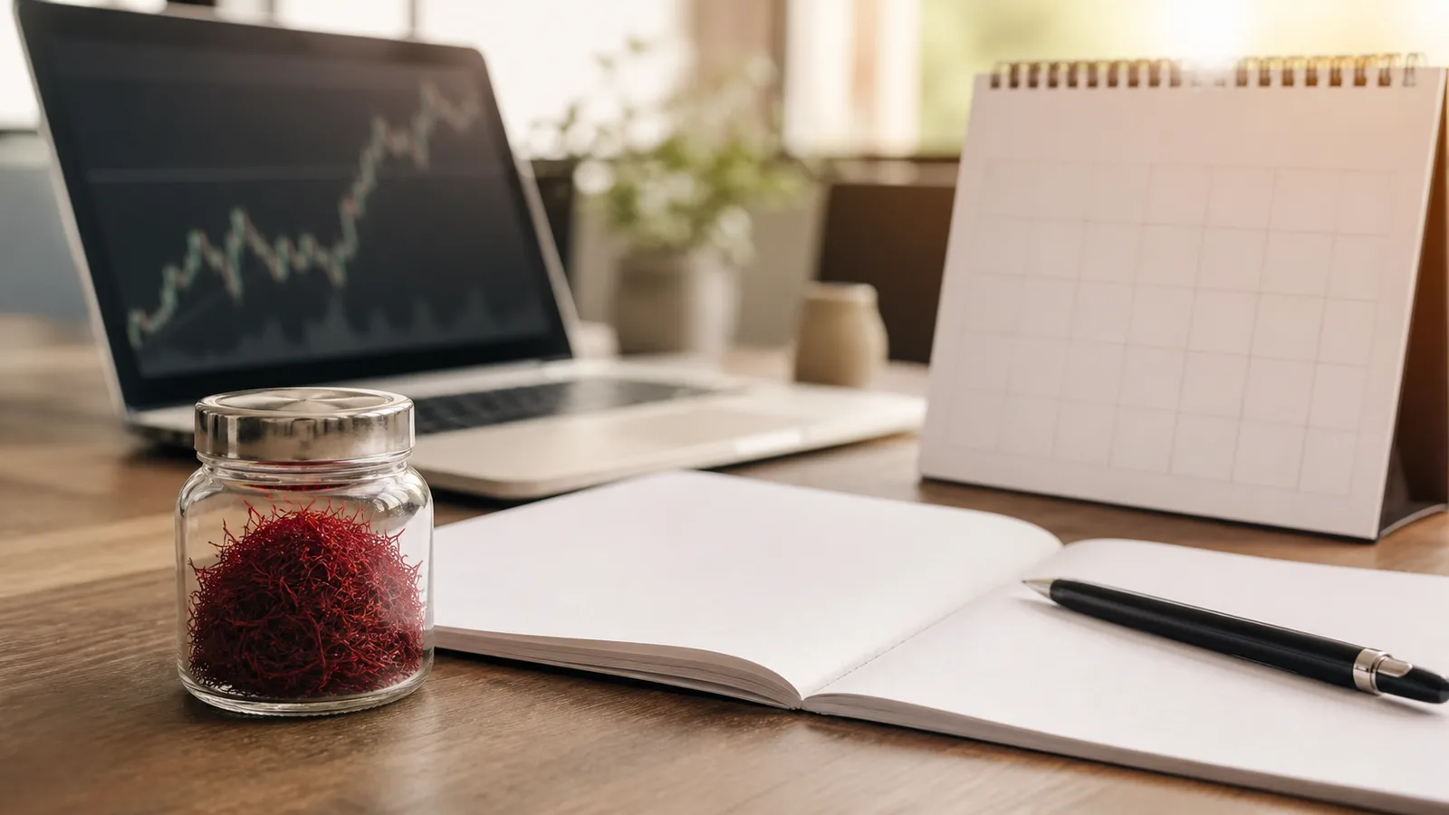 Negin saffron sample with a commodity contract and delivery calendar