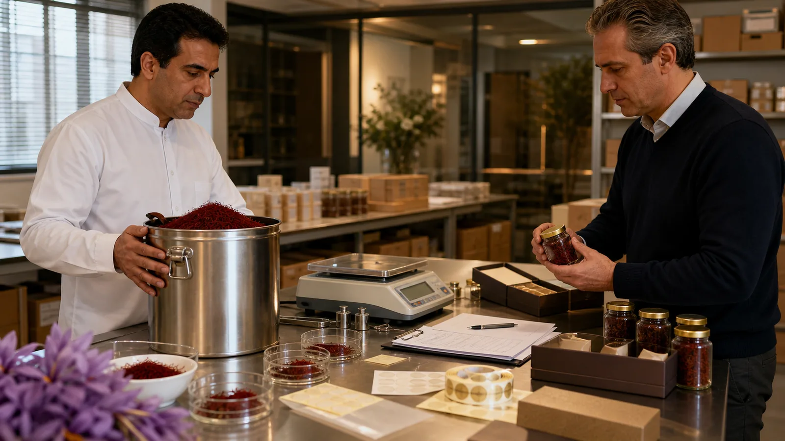 Iranian saffron production lot prepared for branded export