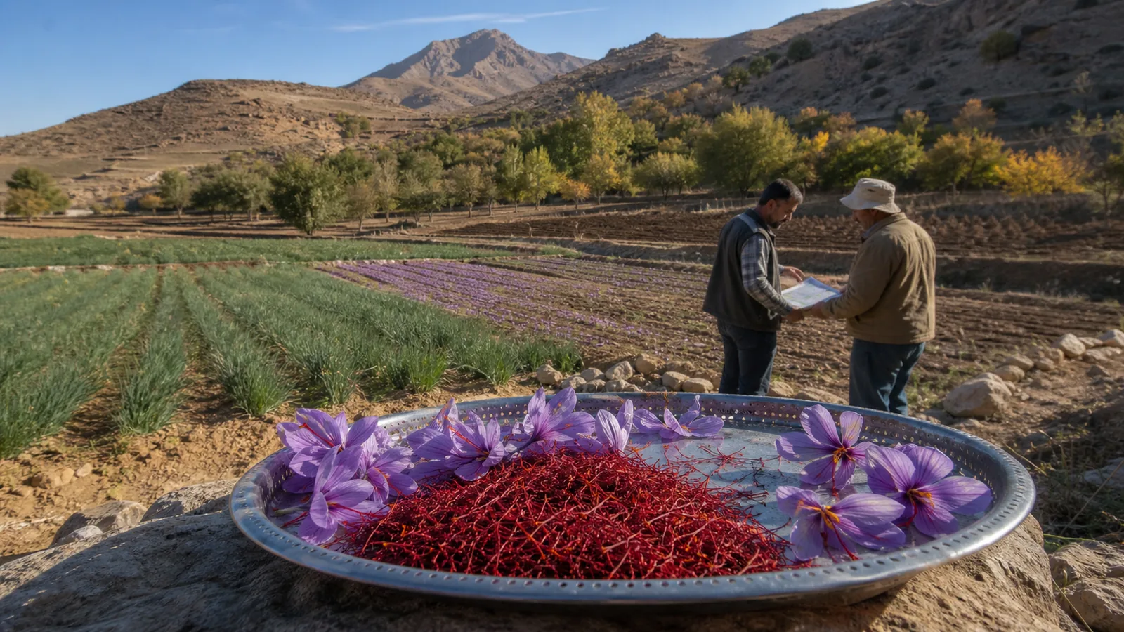 Agronomists reviewing saffron and other crops in Lorestan