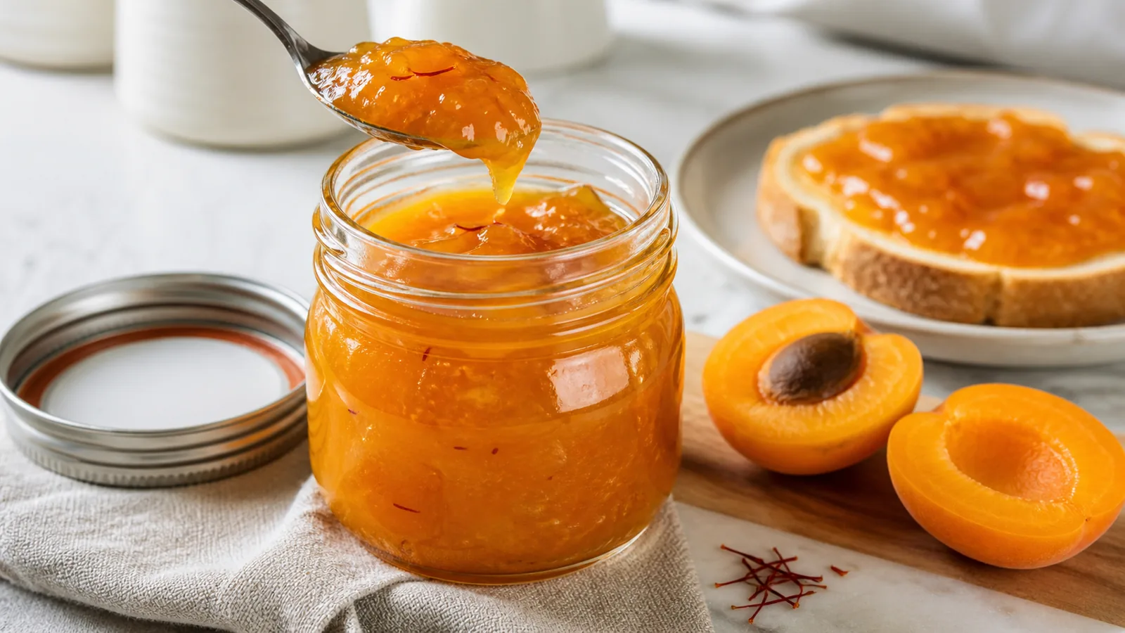 Apricot saffron jam with real fruit and saffron