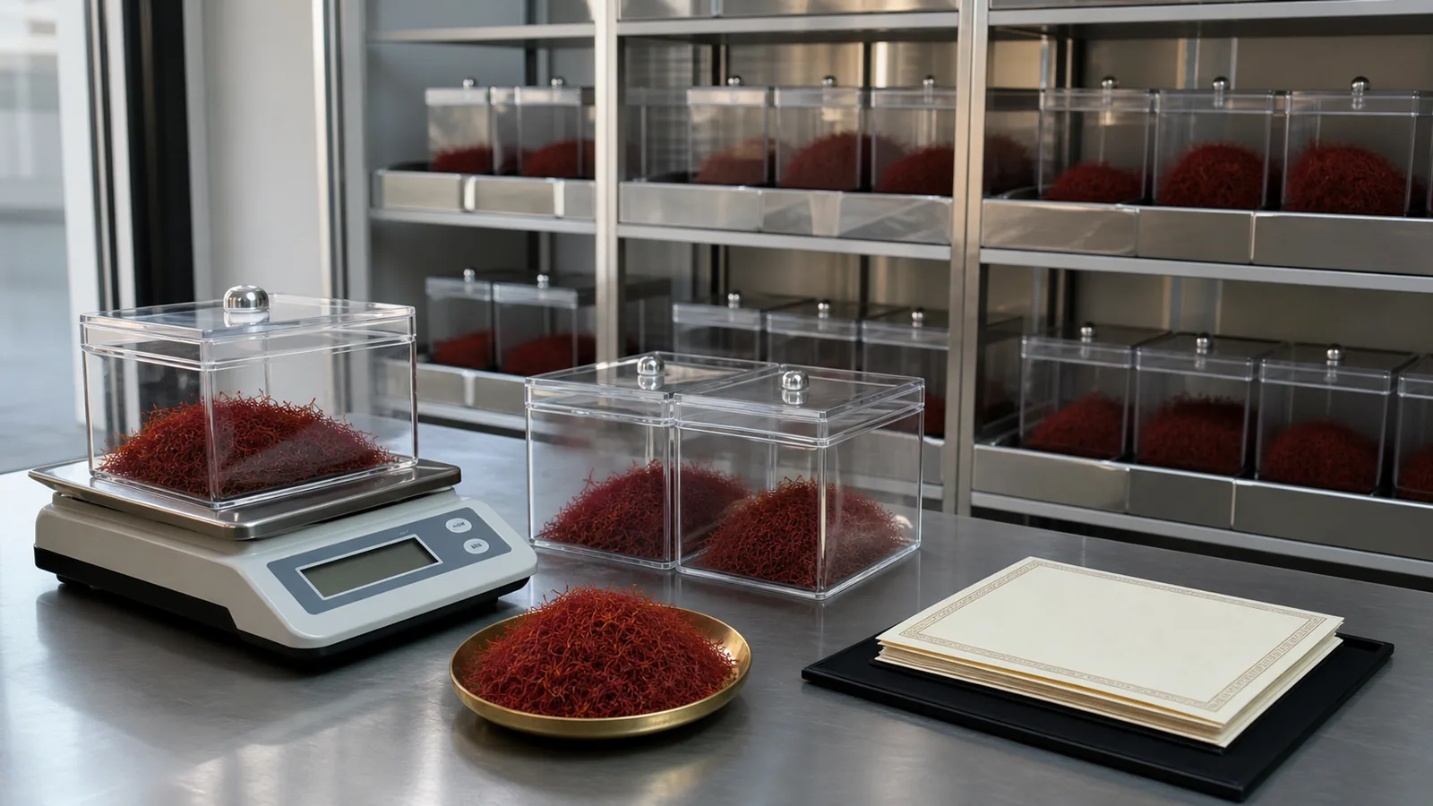 Saffron lots stored in the Iranian Saffron Bank depository