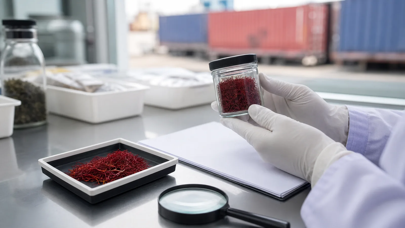 Saffron threads inspected at an international customs facility