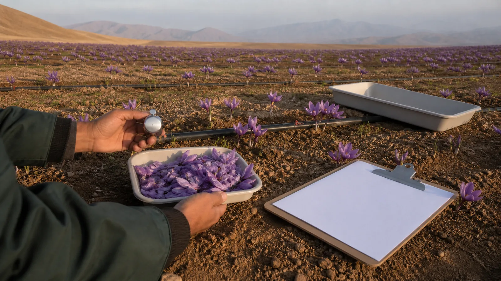 Saffron field production assessed during the autumn harvest