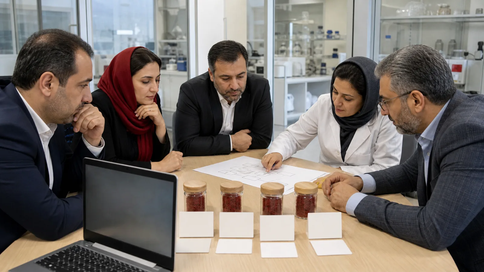 Saffron company representatives reviewing shared quality and traceability standards