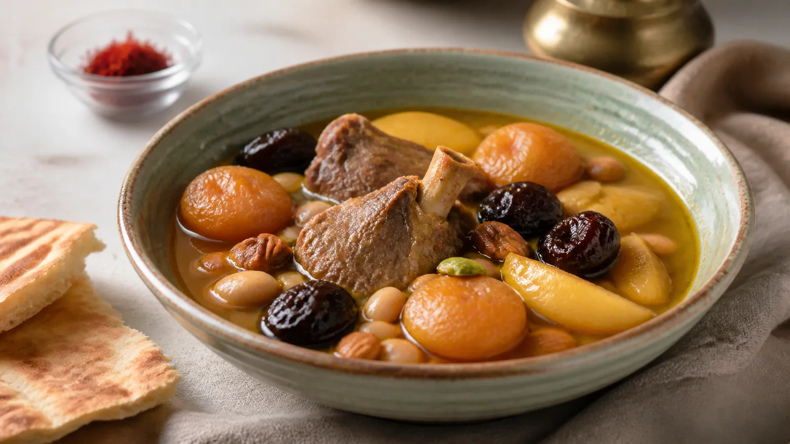 Old Tehran lamb broth with nuts fruit and saffron