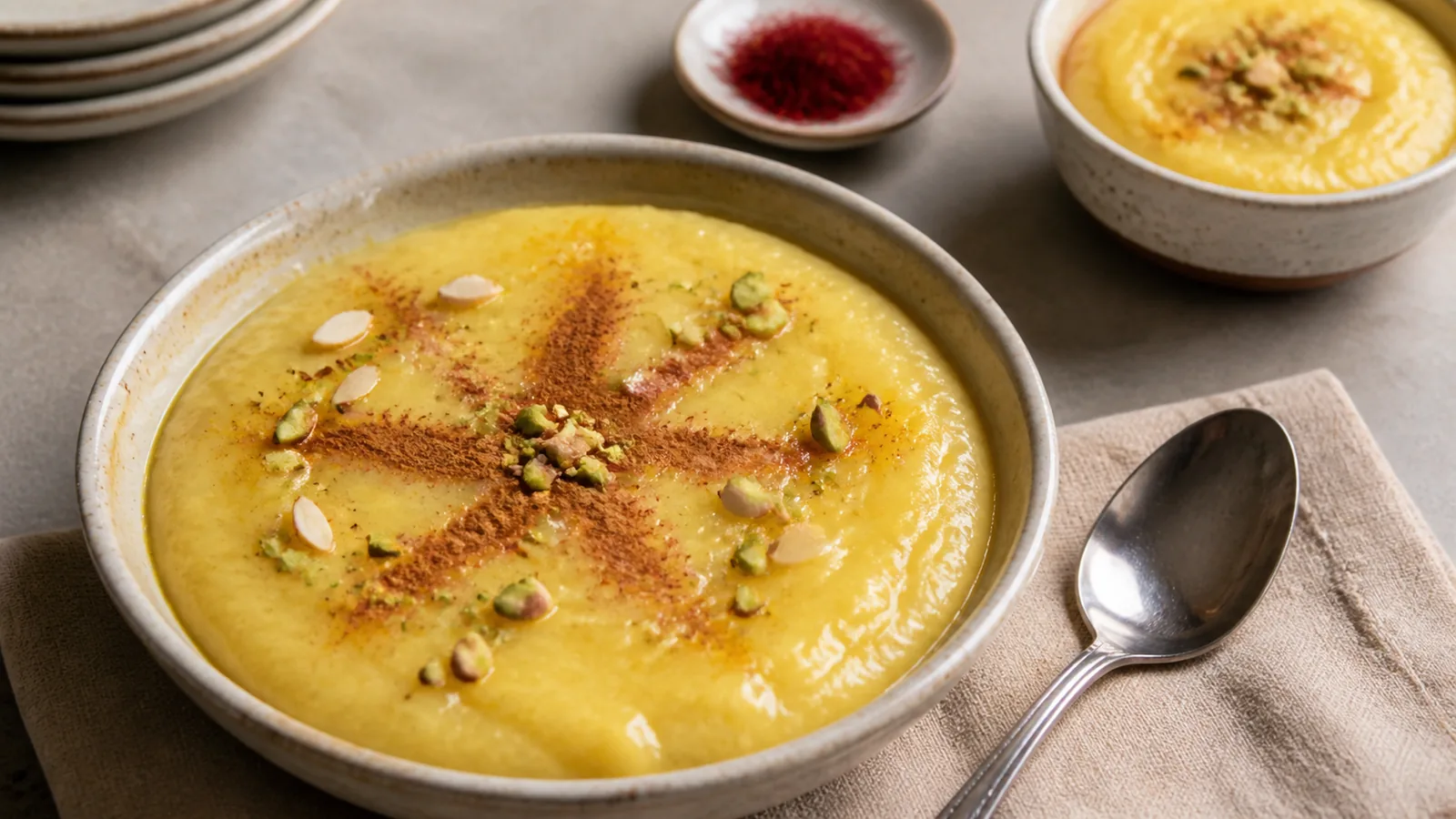 Iranian saffron kach dessert with cinnamon pistachios and almonds