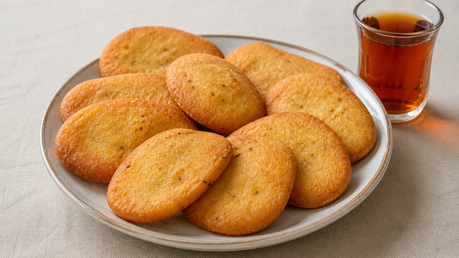 Golden fried Kermanshah bzhy saffron pastries served with tea