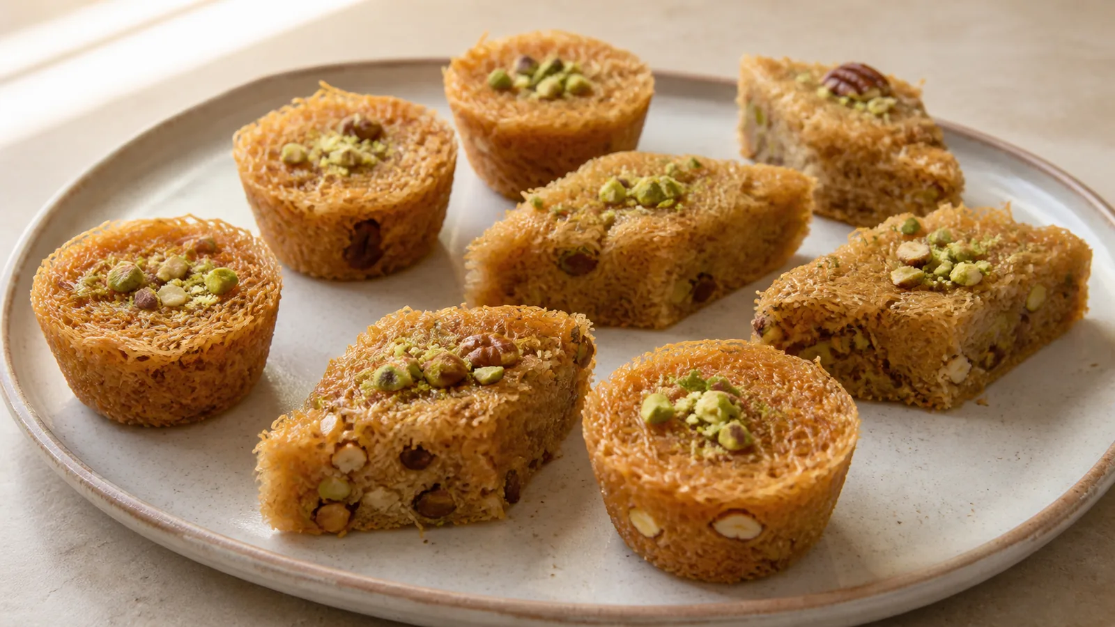 Pakistani saffron baklava made with toasted vermicelli and pistachios