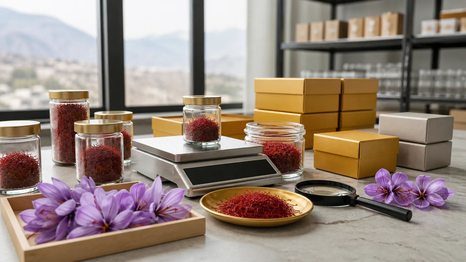 Iranian saffron prepared for export branding quality review and shipment