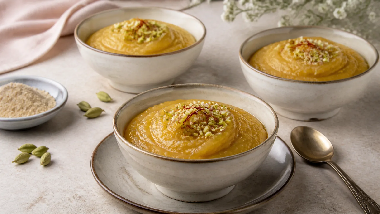 Soft Persian Sohan dessert with saffron pistachios almonds and cardamom