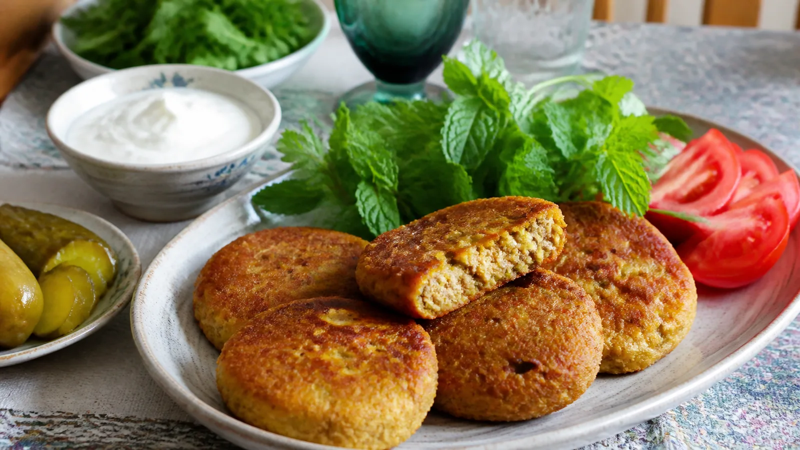 Iranian kuku chickpea patties with minced meat chickpea flour and saffron