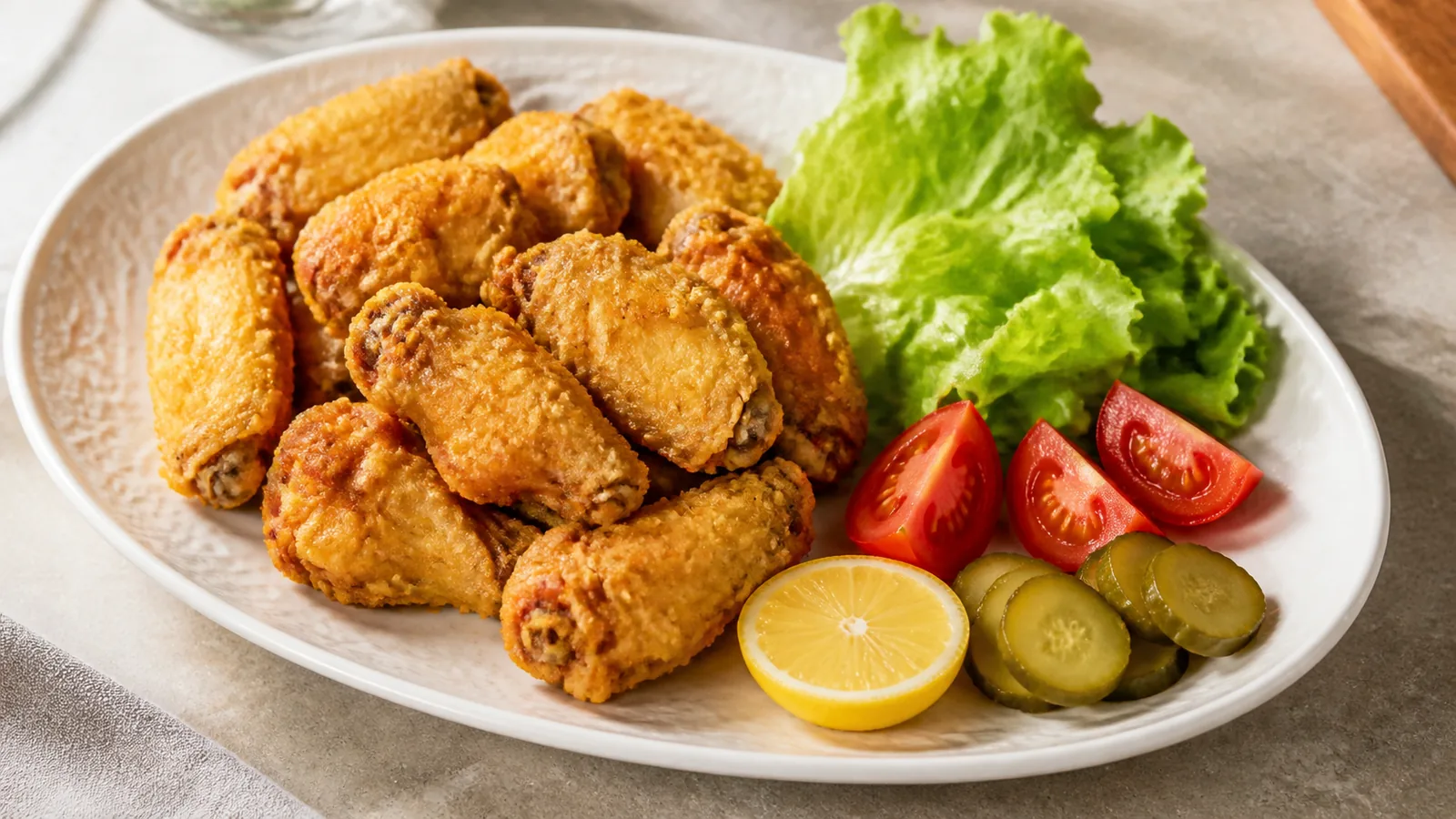Crisp Baneh battered Persian chicken wings with saffron and fresh garnishes