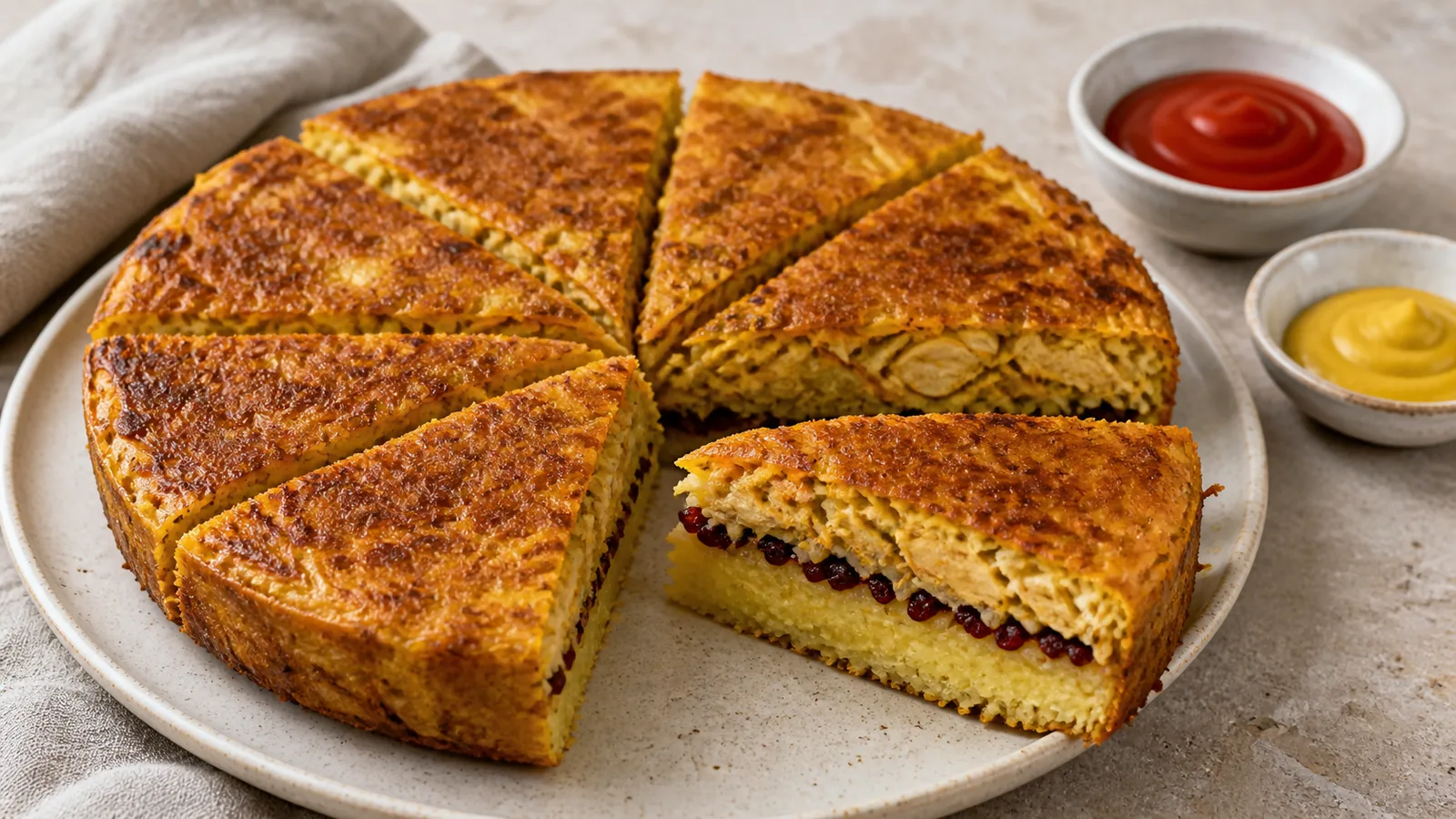 Two-layer kuku with potato saffron chicken carrot and barberries