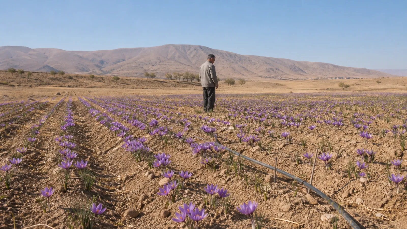 Saffron cultivation field near Eshtehard in the Karaj area