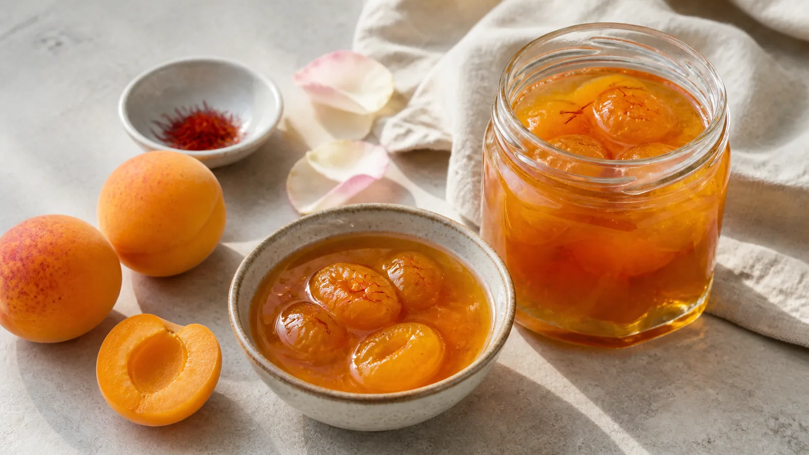 Apricot jam with Iranian saffron, rosewater and fresh apricots