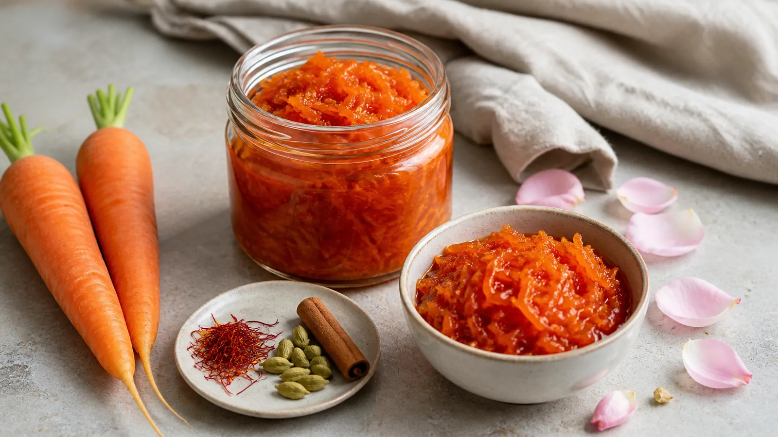 Persian carrot jam with Iranian saffron, cardamom and cinnamon