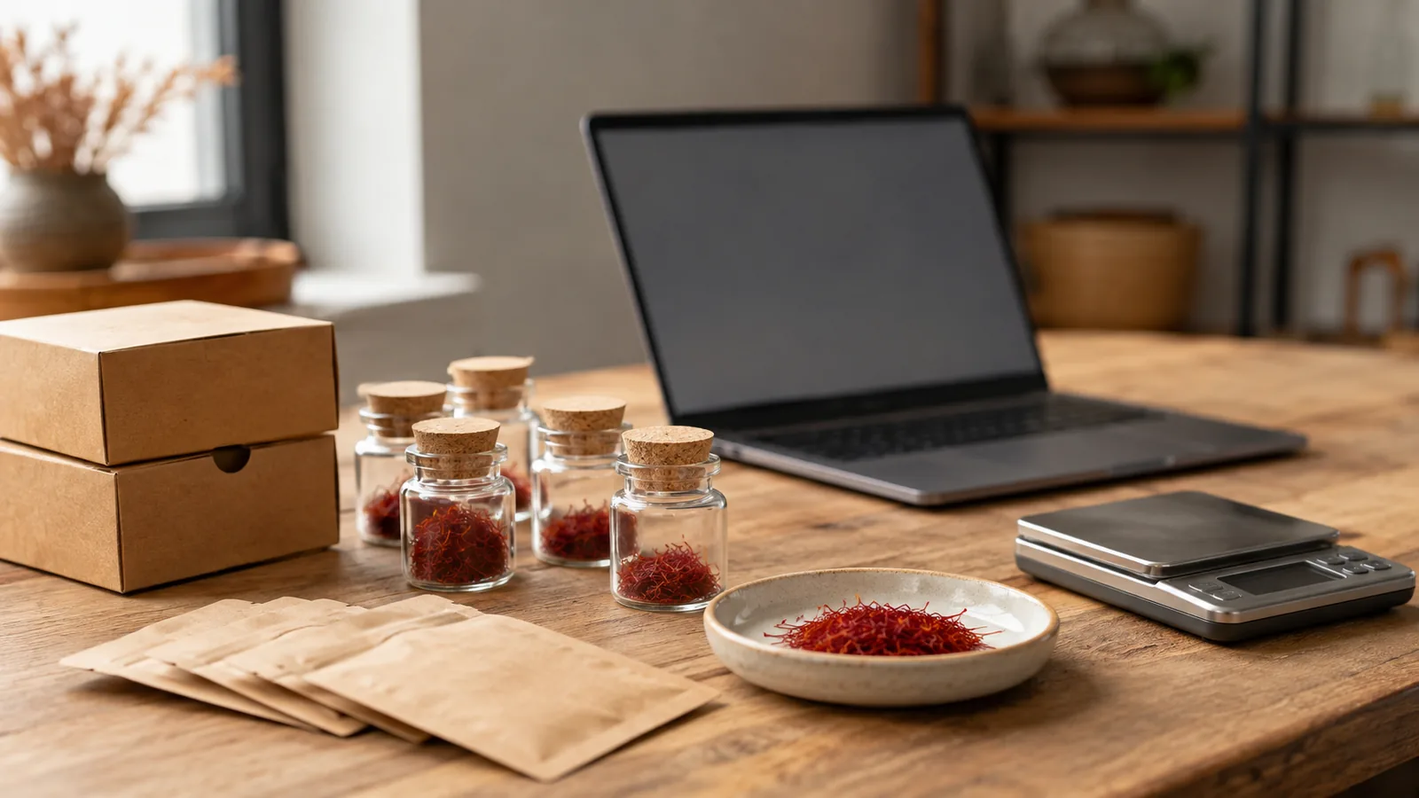 Saffron samples prepared for online and wholesale buyers