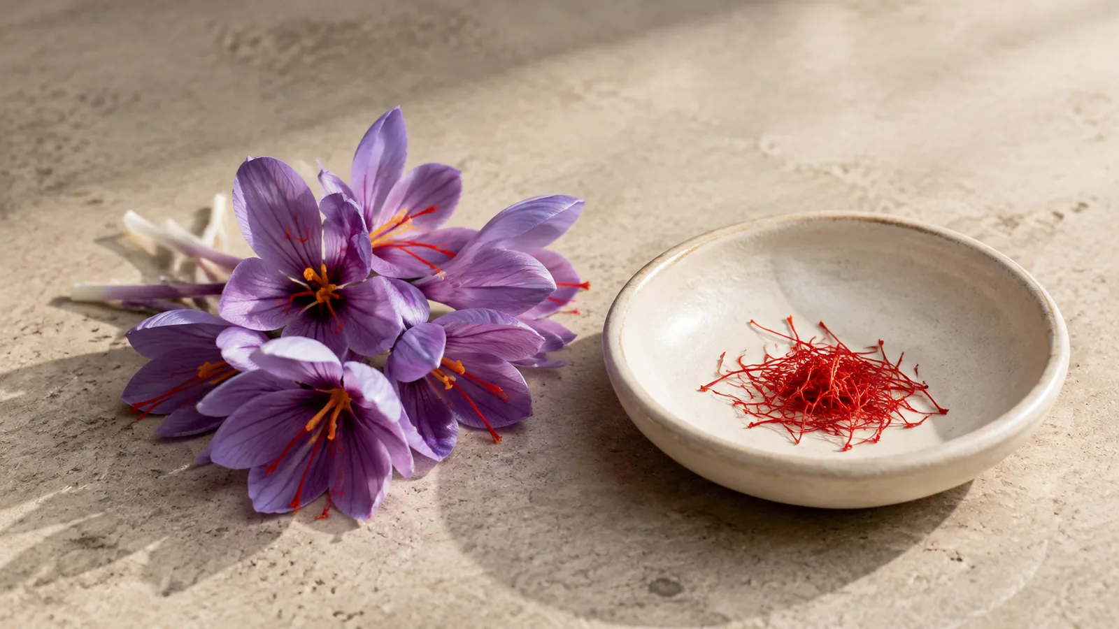 Why saffron is expensive: Crocus flowers and separated red stigmas