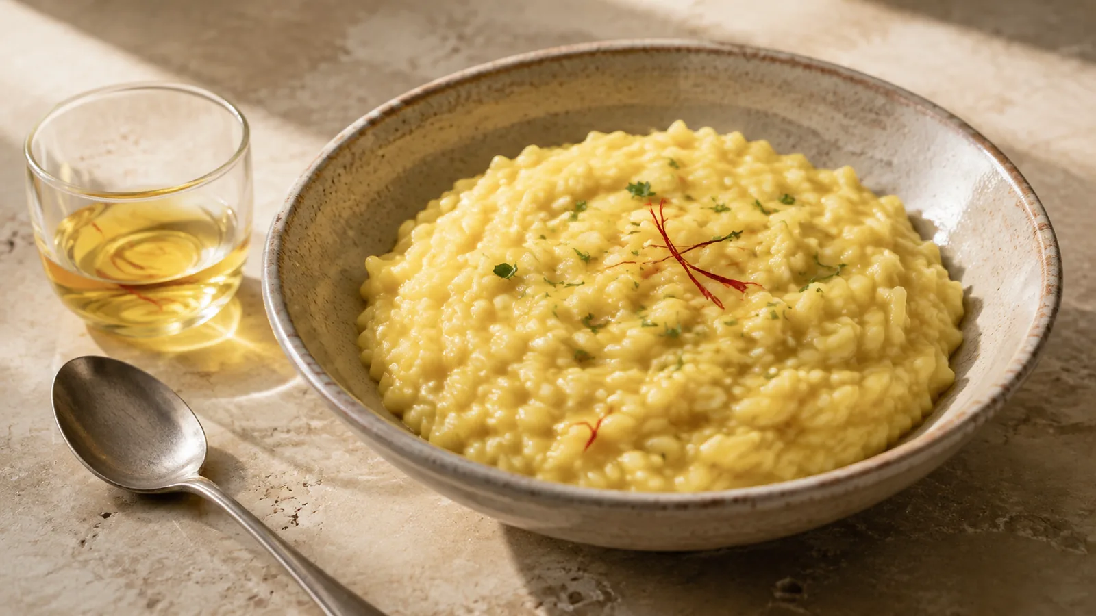 Golden saffron risotto with a restrained saffron infusion