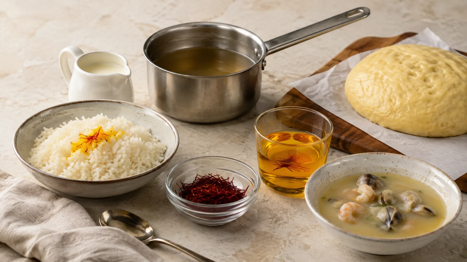 Saffron used in rice broth milk and bread