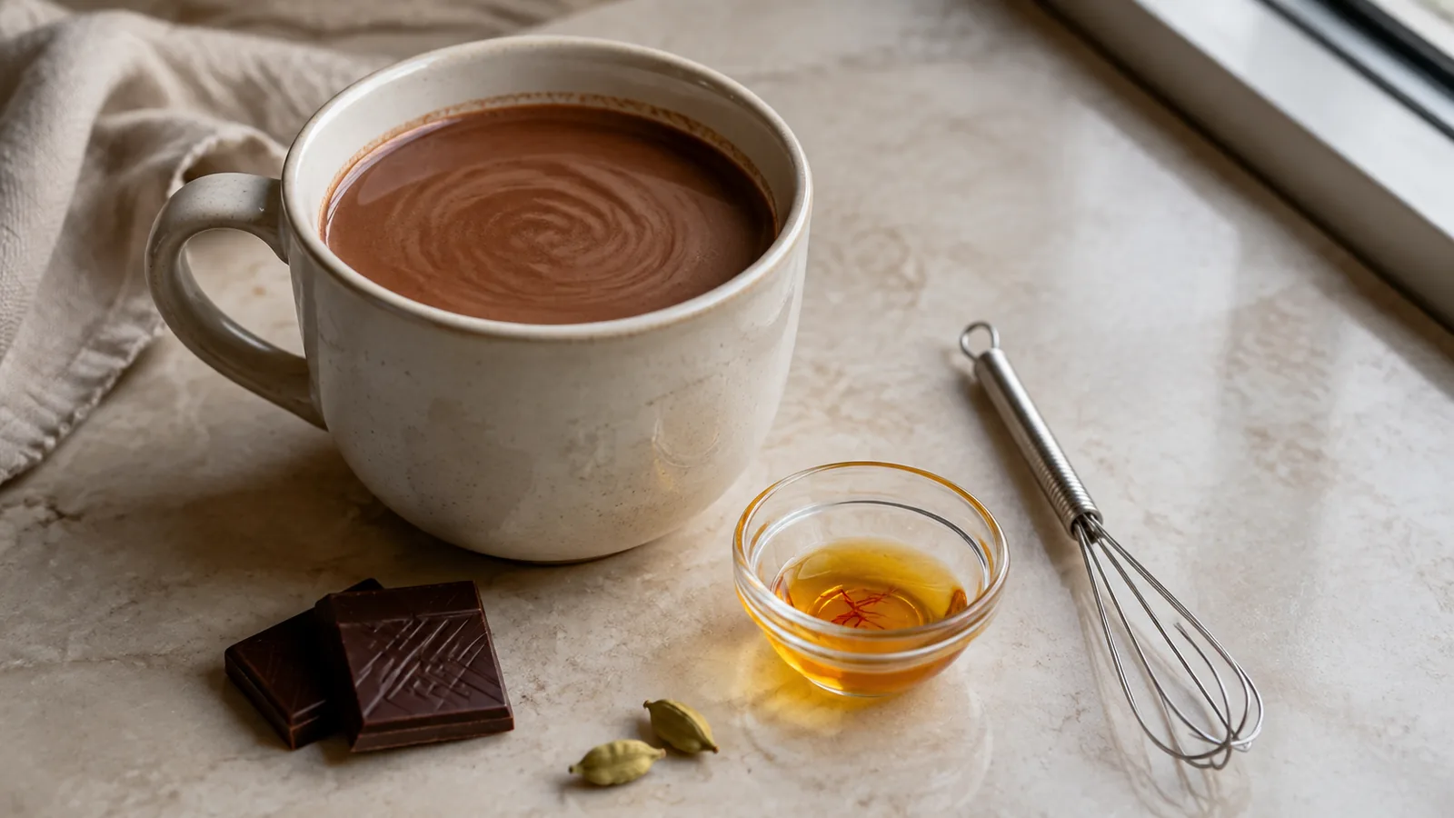 Hot chocolate with a small saffron infusion